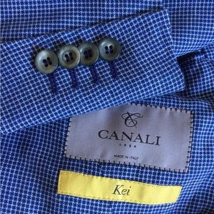Canali Kei Blue Weave Slim-Fit Blazer Sport Coat Jacket 56R Italy